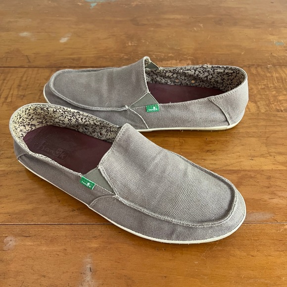 Sanuk Vagabond Slip On Shoes Mens 13 Canvas Moc Toe Loafers Gray Sidewalk Surfer main image 8